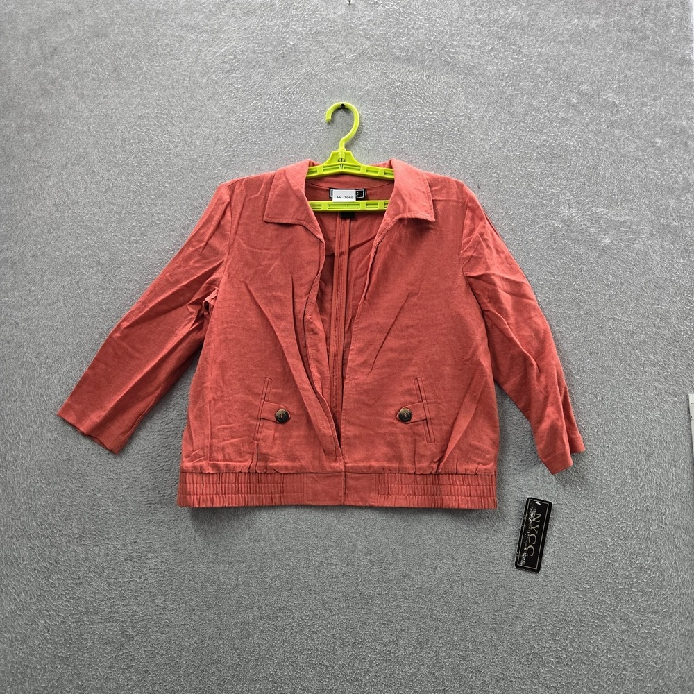 NYCC New York Clothing Co. Women Jacket S Red Linen Rayon Blazer NWT
